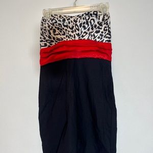 Strapless Short Black and Red Zebra Dress Size L